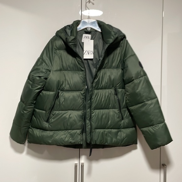 ZARA Hooded Puffer Jacket Color-Green Size-XL NWT - Picture 15 of 16